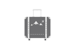 Vintage suitcase with mountain and airplane graphics in mini Product Image 1