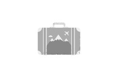 A detailed suitcase design featuring mountains, clouds, and Product Image 1