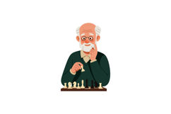 Elderly man playing chess thoughtful senior player strategy Product Image 1