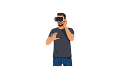 Man Using Virtual Reality Headset for Immersive Experience i Product Image 1