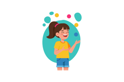 Happy girl standing and laughing with colorful circles vecto Product Image 1
