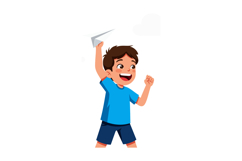 Boy throwing paper airplane playing carefree outdoor activit Product Image 1