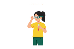 Young girl wearing protective goggles holding test tube scie Product Image 1