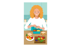 Woman preparing healthy lunch box with fresh vegetables and Product Image 1