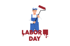 Painter man holding roller brush Labor Day celebration vecto Product Image 1