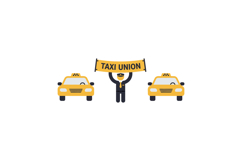 Taxi union protest illustration with driver holding banner b Product Image 1