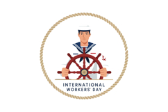 Sailor holding ship steering wheel International Workers Day Product Image 1