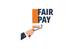 Fair pay message with paint roller and hand illustration for Product Image 1