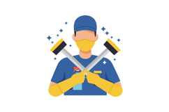 Window Cleaner Wearing Protective Gloves and Mask Holding Sq Product Image 1