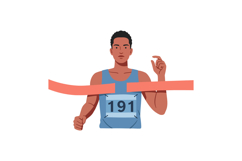 Male athlete crossing finish line running race sports compet Product Image 1