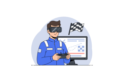 Drone Racing Pilot Wearing Virtual Reality Headset Controlli Product Image 1