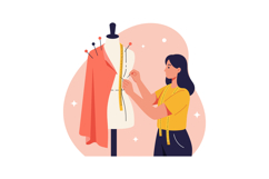 Woman Tailor Measuring Dress Form for Fashion Design Vector Product Image 1