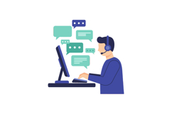 Customer support agent communicating online with headset and Product Image 1