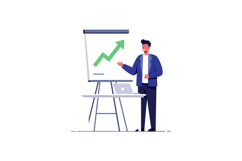 Businessman presenting upward growth chart during office pre Product Image 1