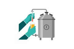 Brewing Process with Hands Holding Test Tube and Glass for C Product Image 1