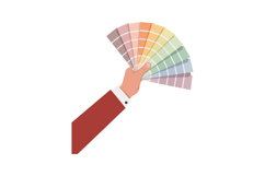 Hand holding color palette fan with muted pastel paint swatc Product Image 1