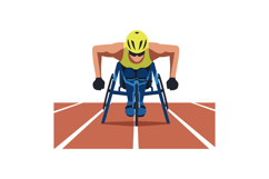Wheelchair racer athlete competing on track in sports event Product Image 1