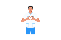 Male nurse making heart shape with hands healthcare support Product Image 1
