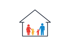 Family inside house icon representing home safety and togeth Product Image 1