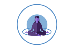 Woman Meditating in Lotus Pose with Blue Circle Background V Product Image 1