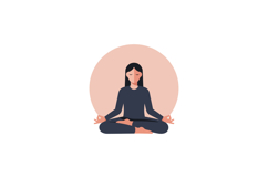 Woman meditating in lotus pose with calm expression and peac Product Image 1