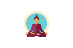 Woman Meditating in Purple Clothes in Lotus Pose with Blue H Product Image 1