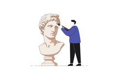 Artist Painting Classical Sculpture Bust with Brush Creative Product Image 1