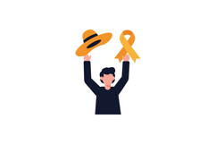 Person Holding Hat and Orange Awareness Ribbon Symbolizing S Product Image 1