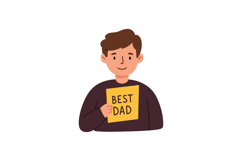 Man Holding Best Dad Card for Fathers Day Celebration Vector Product Image 1