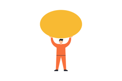Man holding large yellow circle above head vector illustrati Product Image 1