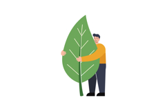 Man holding large green leaf vector illustration in simple f Product Image 1