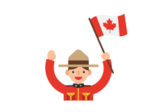 Canadian Mountie Celebrating with Canadian Flag Vector Illus Product Image 1