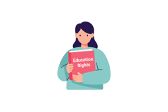 Woman holding education rights book advocating learning and Product Image 1