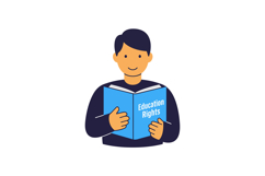 Young man reading education rights book learning about knowl Product Image 1