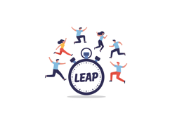 Group of People Jumping Around Stopwatch with Leap Text Vect Product Image 1