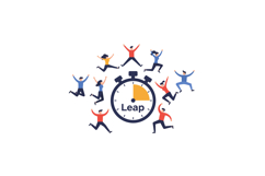 People jumping around stopwatch with leap text concept for t Product Image 1