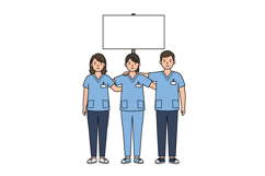 Healthcare workers holding blank sign illustration for medic Product Image 1
