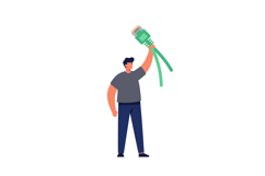 Man Holding Large Green Ethernet Cable Illustration for Tech Product Image 1