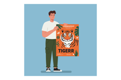 Man holding conservationist tiger awareness poster with gree Product Image 1