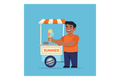 Man buying colorful ice cream at summer street vendor cart w Product Image 1