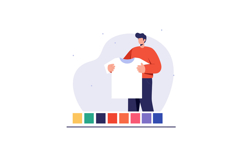 Man Holding Blank T-shirt with Color Palette for Fashion Des Product Image 1
