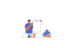 Man holding white t-shirt with color swatches and palette fo Product Image 1