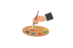 Hand Holding Paintbrush Mixing Colors on Palette Artistic Cr Product Image 1