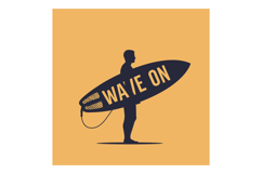 Surfer Silhouette Carrying Wave On Surfboard Illustration in Product Image 1