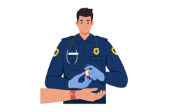 Emergency medical technician checking pulse with stopwatch v Product Image 1
