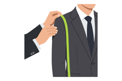 Tailor Measuring Customer Shoulder for Custom Suit Fitting i Product Image 1