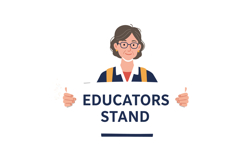 Woman Educator Holding Educators Stand Sign Illustration Vec Product Image 1