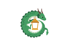 Green dragon coiled holding lantern vector illustration with Product Image 1