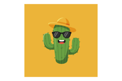 Cool cactus character with sunglasses and hat on yellow back Product Image 1