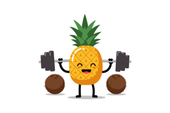 Pineapple lifting weights with coconuts cartoon fitness conc Product Image 1